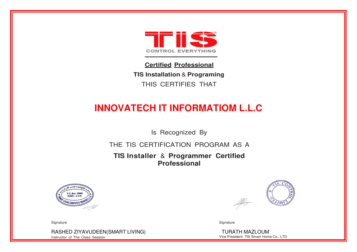 Original TIS Installer and Programmer Certified Professional certificate